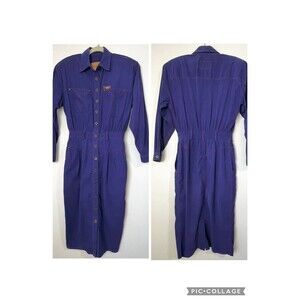 Vintage Liz Claiborne Sportdress Western Blue Corduroy Midi Dress Women’s 6
